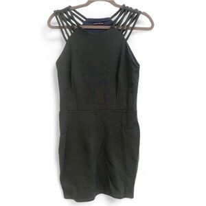 DONNA MIZANI GRAY SLEEVELESS BODYCON MINI DRESS WITH STRAPPY NECK SIZE LARGE